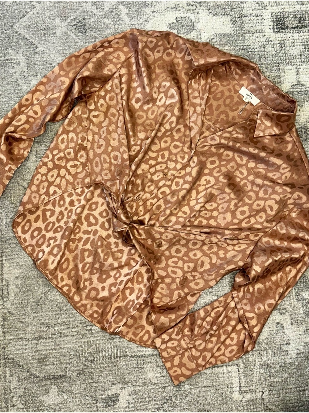 entro Copper Leopard-Print Satin Blouse